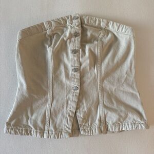 Divided H&M Beige Button-Up Strapless Top